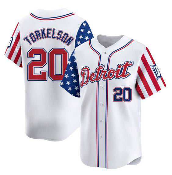 Detroit Tigers #20 Spencer Torkelson White CONTON 2025 Independence Day Vapor Premier Limited Stitched Jersey