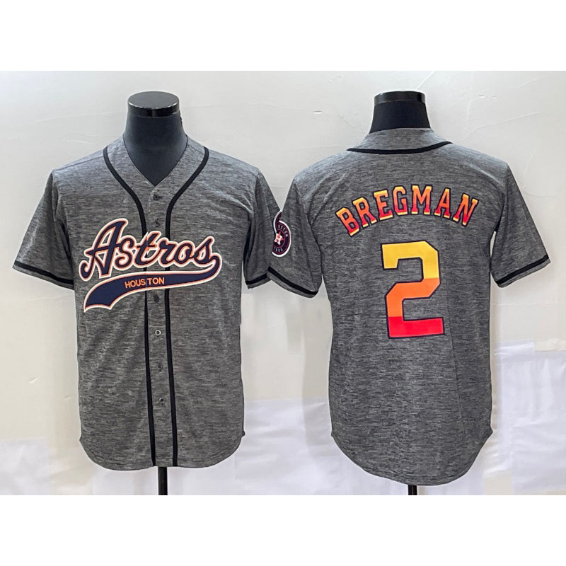 Houston Astros #2 Alex Bregman Grey CONTON Gridiron Cool Base Stitched Jersey