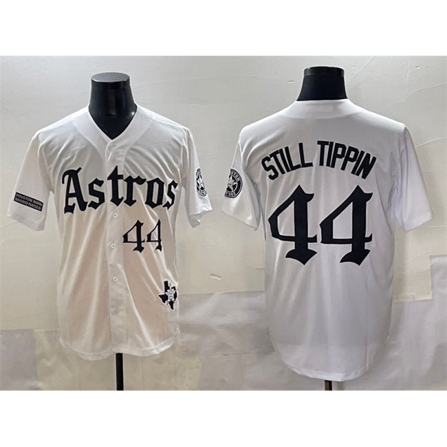 Houston Astros #44 Still Tippin White CONTON Gothic 'Houston Born Barrio Raised' Limited Stitched Jersey