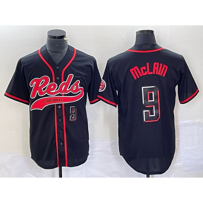 Cincinnati Reds #9 Matt McLain Number Black CONTON 2023 City Connect Cool Base Stitched Jerseys