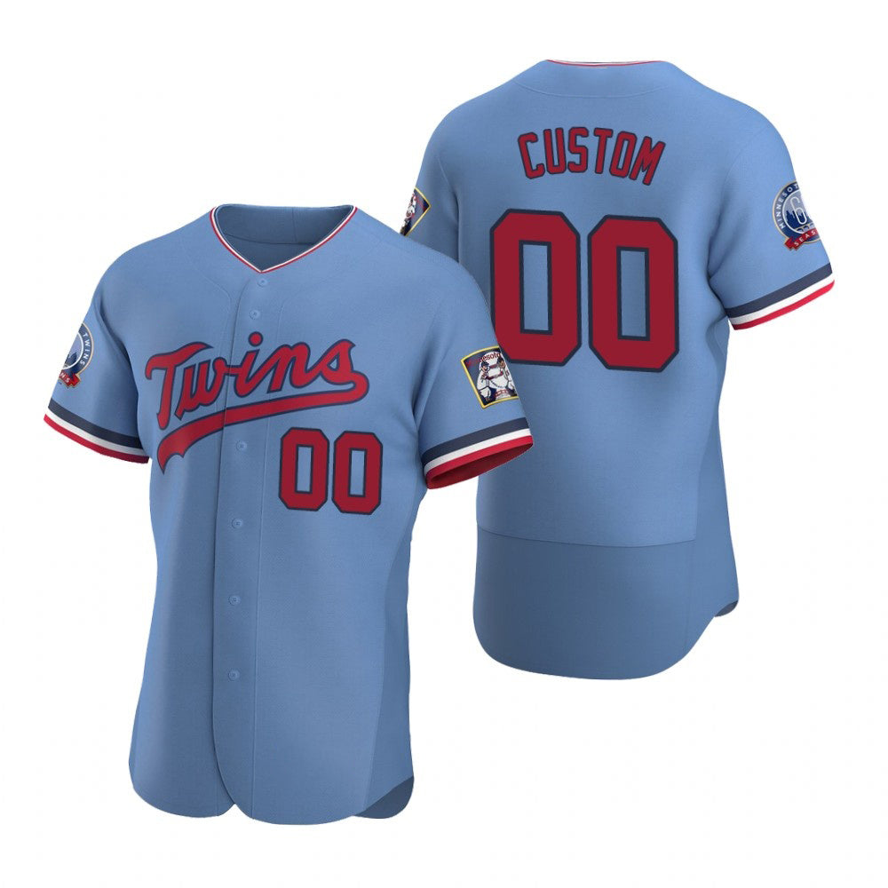 Custom Minnesota Twins Light Blue CONTON Stitched Flex Base Jersey