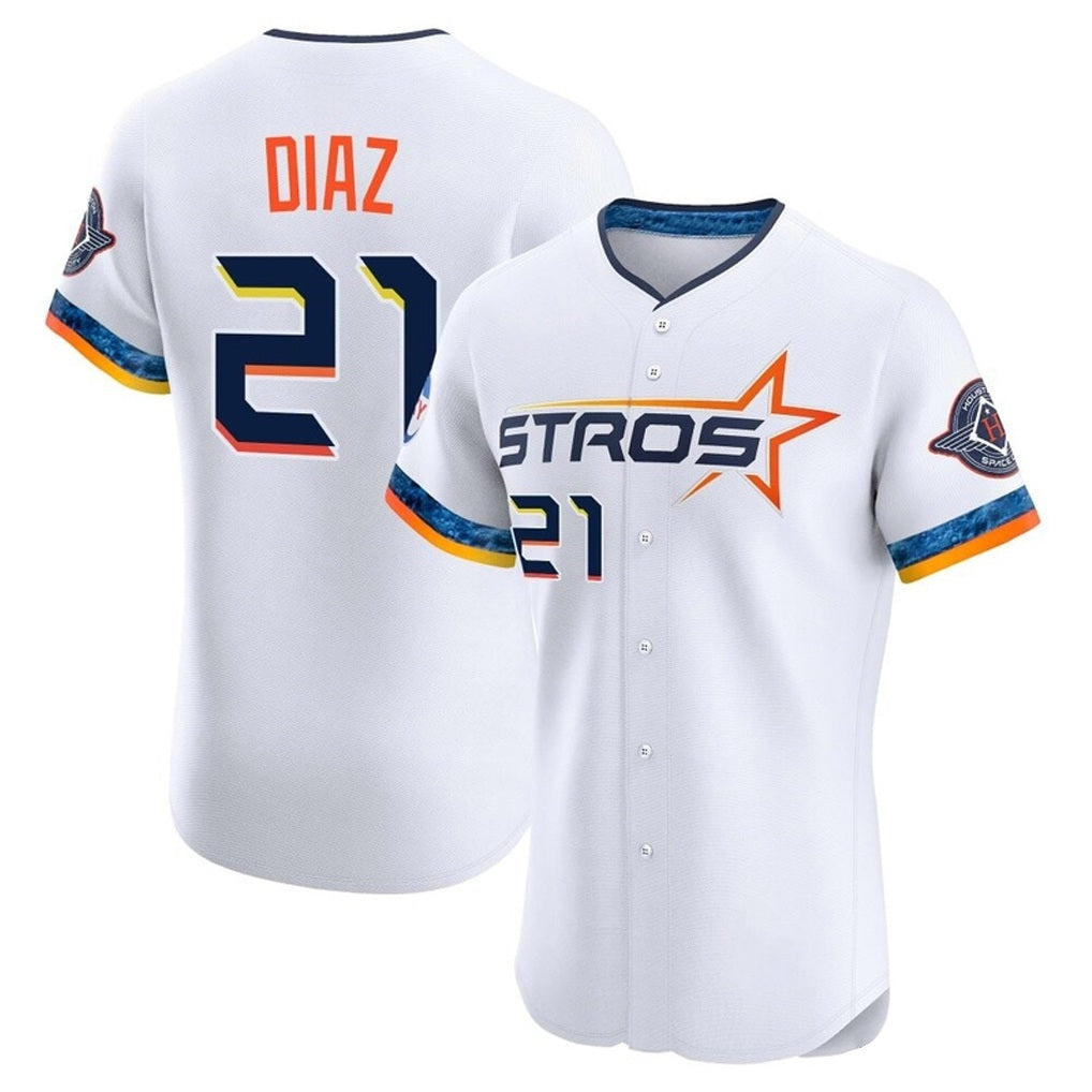 Houston Astros #21 Yainer Diaz Player White CONTON City Connect Limited Elite Home Stitched Jerseys