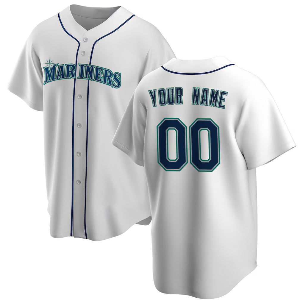 Custom Seattle Mariners White CONTON Home Replica Jersey