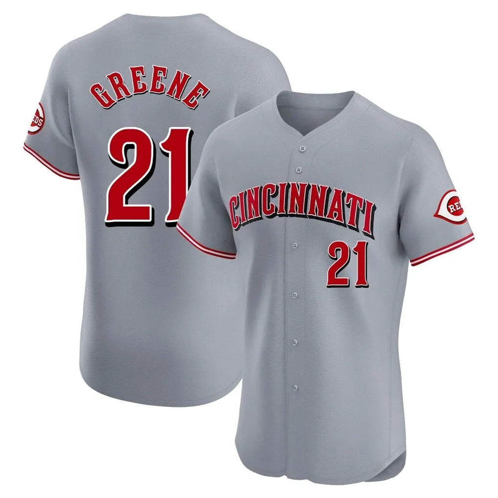 Cincinnati Reds #21 Hunter Greene Player Gray CONTON Limited Elite Home Stitched Jerseys