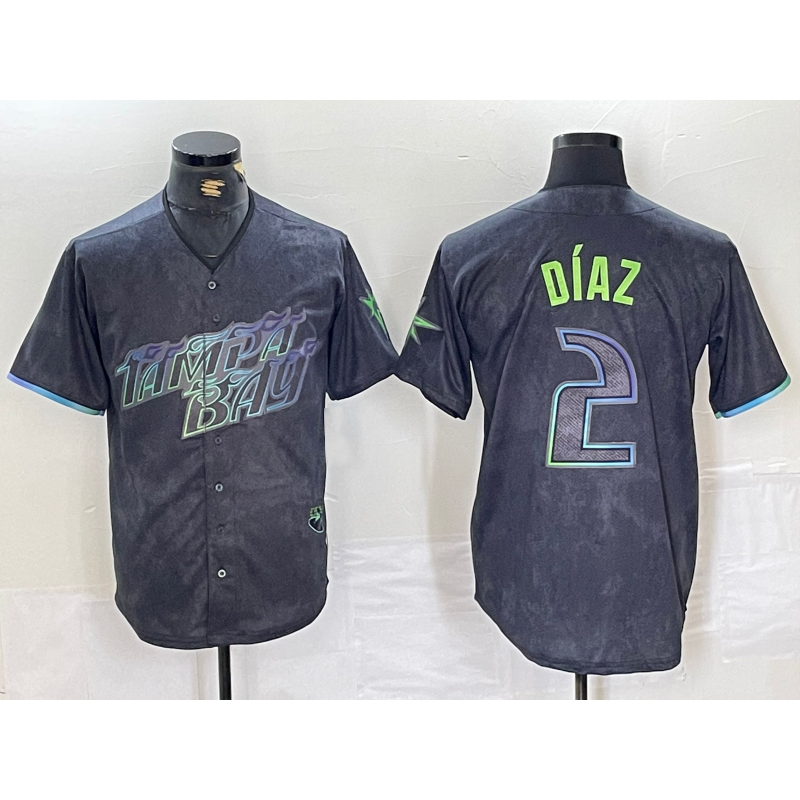 Tampa Bay Rays #2 Yandy Diaz Charcoal CONTON 2024 City Connect Limited Stitched Jersey