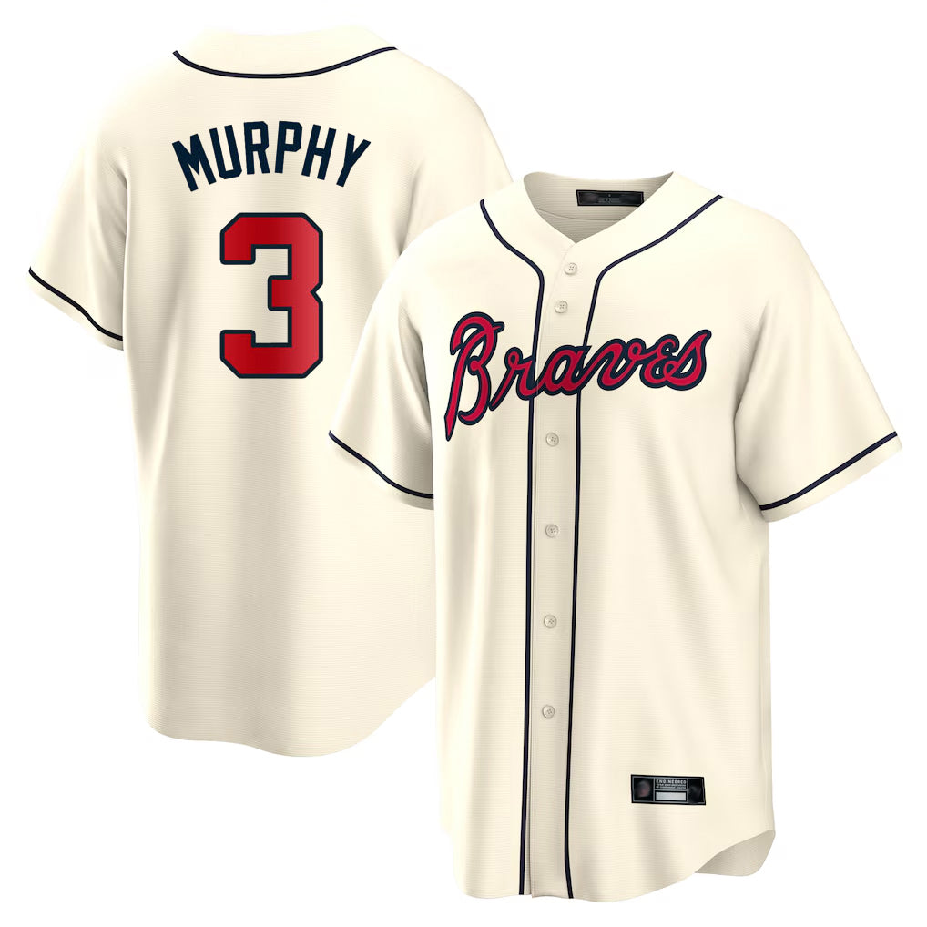 Atlanta Braves #3 Dale Murphy Player Cream CONTON Home Game Stitched Jerseys