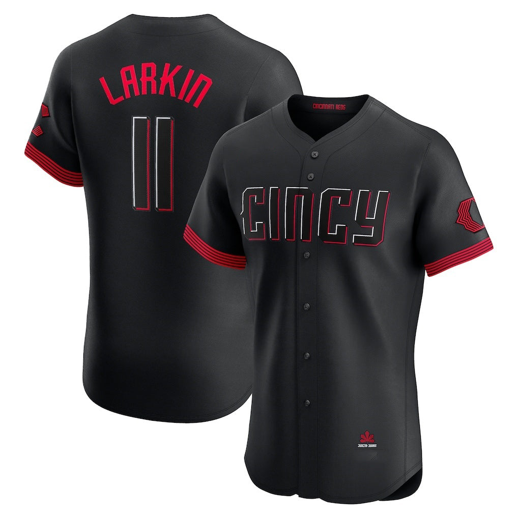 Cincinnati Reds #11 Barry Larkin Black CONTON City Connect Elite Jersey