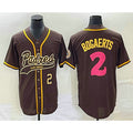San Diego Padres #2 Xander Bogaerts Number Brown CONTON NEW 2023 City Connect Cool Base Stitched Jersey