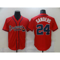 Atlanta Braves #24 Deion Sanders Red CONTON Game Jerseys