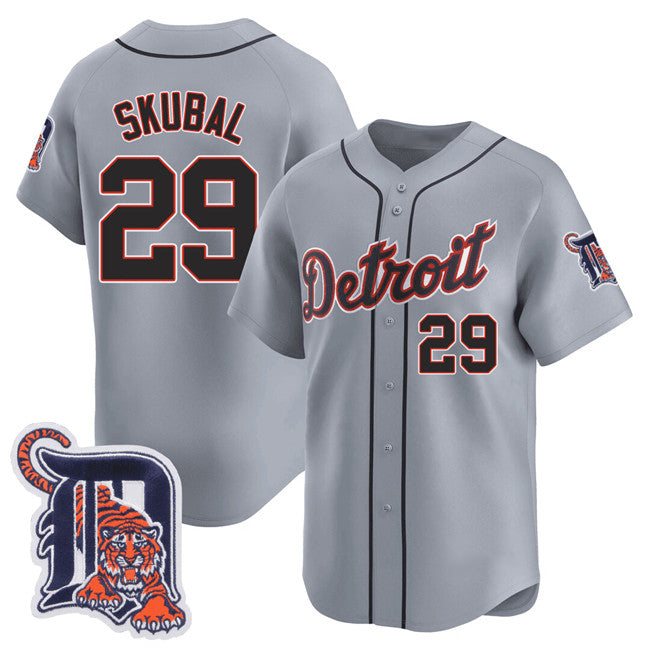 Detroit Tigers #29 Tarik Skubal Gray CONTON Logo Patch Vapor Premier Limited Stitched Jersey