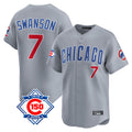 Chicago Cubs #7 Dansby Swanson Player Gray CONTON Road 150th Anniversary Limited Home Stitched Jerseys