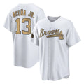 Atlanta Braves #13 Ronald Acuna Jr Player White-Gold CONTON All-Star Home Game Stitched Jerseys