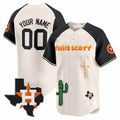 Custom Houston Astros Cactus Jack Patch Vapor Premier Limited Jersey V9 ¨C Cream Black CONTON