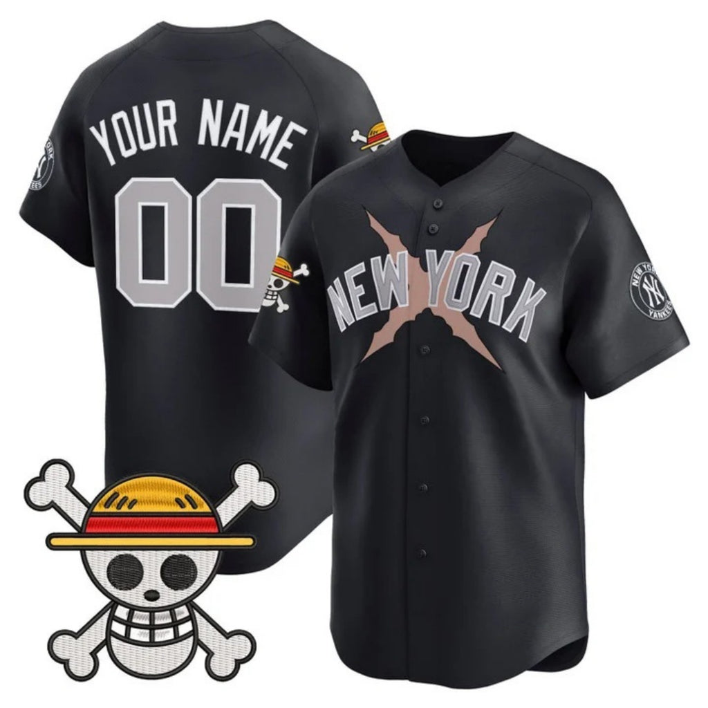 Custom New York Yankees x One Piece Navy CONTON Vapor Premier Limited Jersey - Stitched