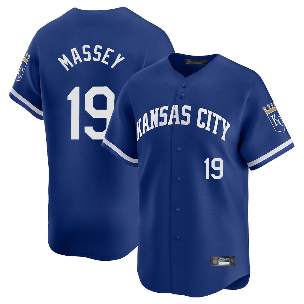 Kansas City Royals #19 Michael Massey Player Royal CONTON Limited Home Stitched Jerseys