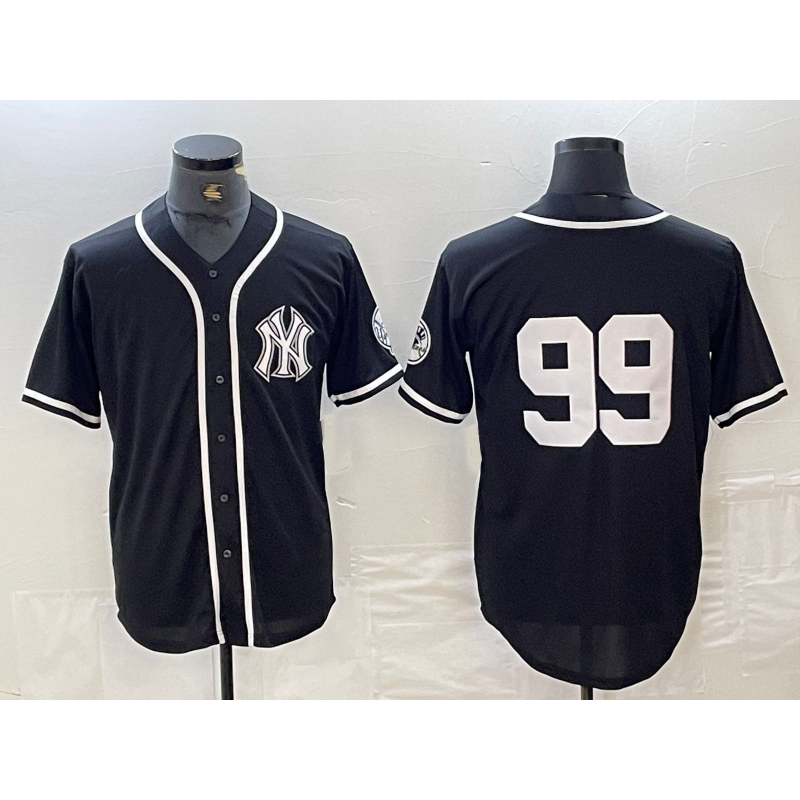 New York Yankees #99 Aaron Judge No Name Black White CONTON Cool Base Stitched Jersey