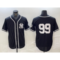 New York Yankees #99 Aaron Judge No Name Black White CONTON Cool Base Stitched Jersey