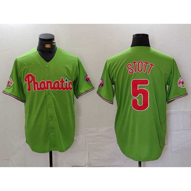 Philadelphia Phillies #5 Bryson Stott Green CONTON With Patch Stitched Cool Base Jersey