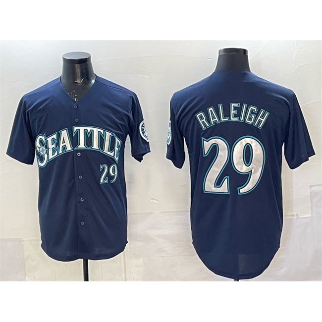 Seattle Mariners #29 Cal Raleigh Navy CONTON Limited Stitched jersey