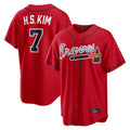Atlanta Braves #7 Ha-Seong Kim Player Red CONTON Home Game Stitched Jerseys