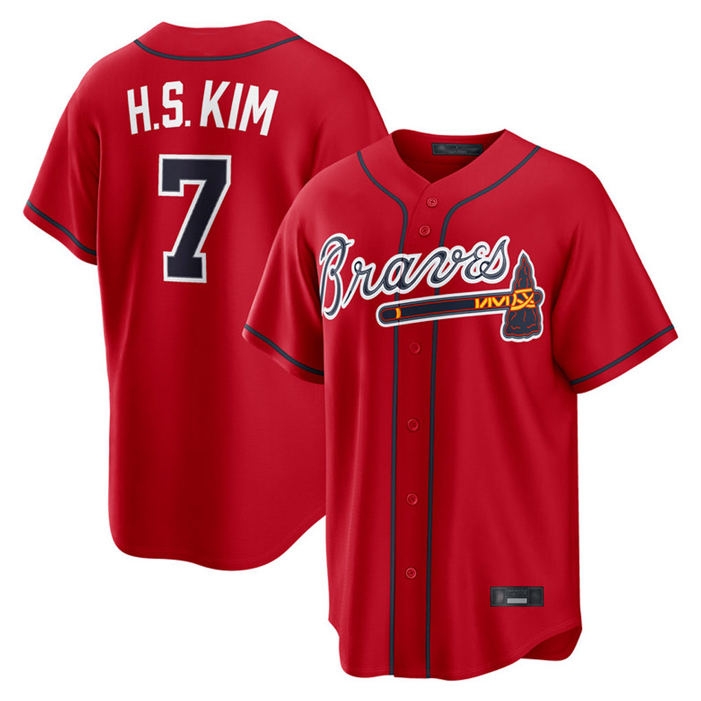 Atlanta Braves #7 Ha-Seong Kim Player Red CONTON Home Game Stitched Jerseys