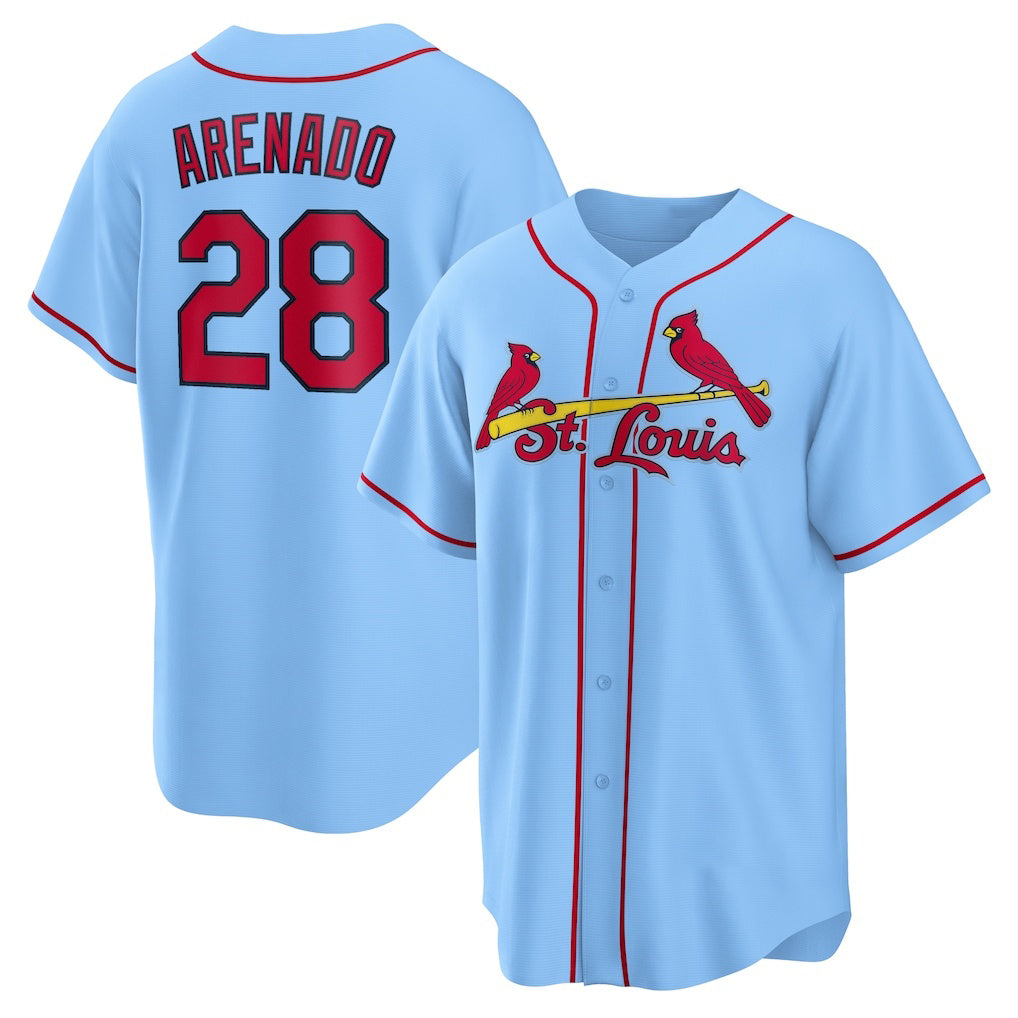 St. Louis Cardinals #28 Nolan Arenado Light Blue CONTON Alternate Official Replica Player Jersey