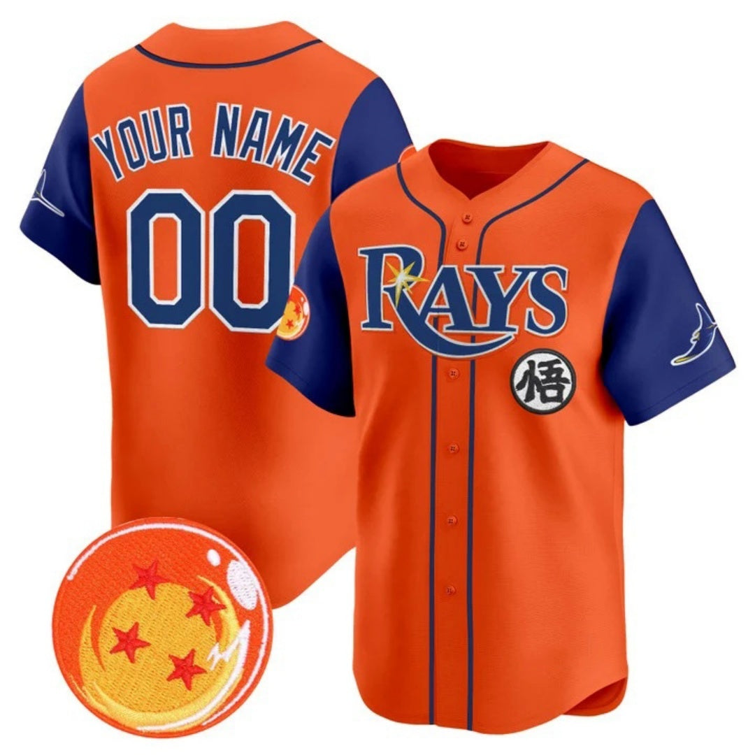 Custom Tampa Bay Rays x Dragon Ball Royal Orange CONTON Vapor Premier Limited Jersey - All Stitched