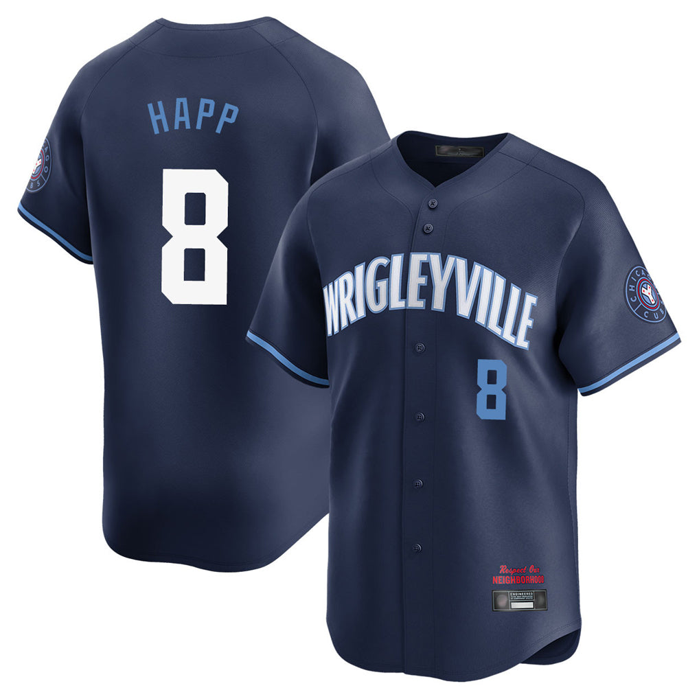 Chicago Cubs #8 Ian Happ Player Navy CONTON City Connect Limited Home Stitched Jerseys