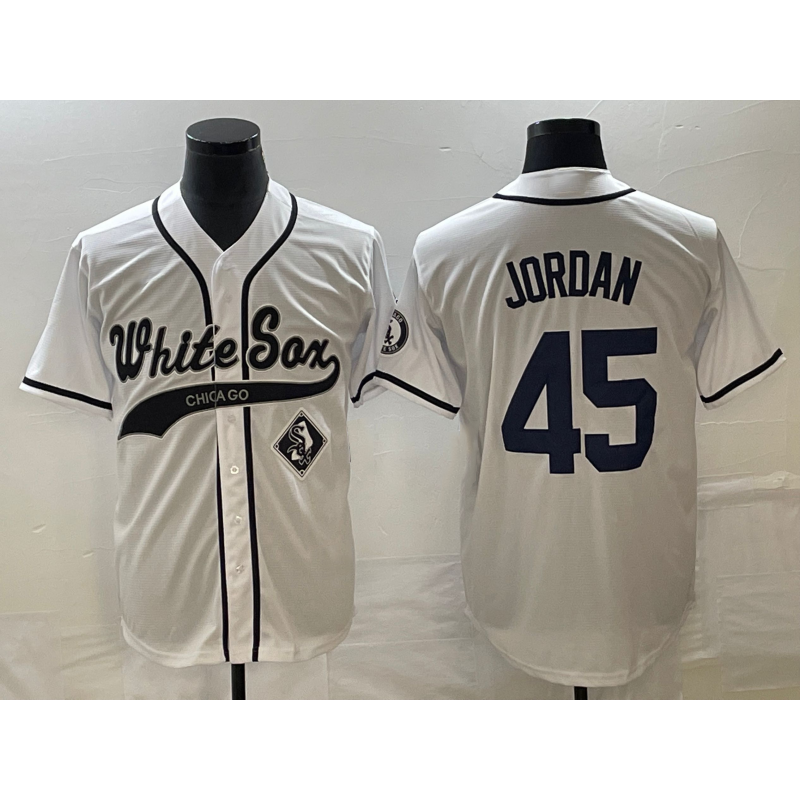 Chicago White Sox #45 Michael Jordan White CONTON Cool Base Stitched Jersey 2