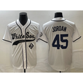 Chicago White Sox #45 Michael Jordan White CONTON Cool Base Stitched Jersey 2