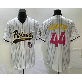 San Diego Padres #44 Joe Musgrove White CONTON Pinstripe 2023 City Connect Cool Base Stitched Jersey 2