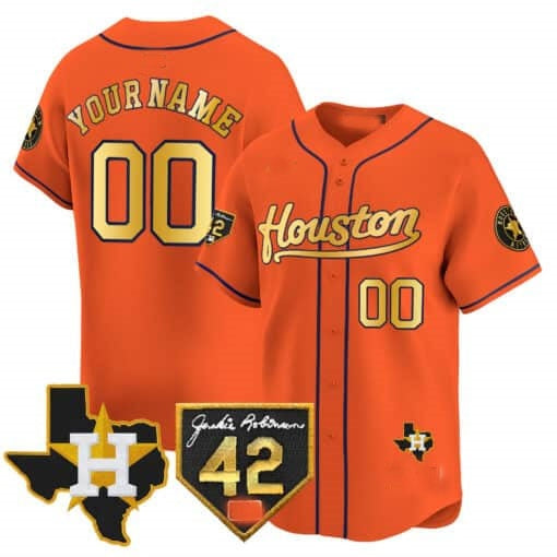 Custom Houston Astros 2024 Jackie Robinson Patch Vapor Premier Limited Jersey ¨C Orange CONTON
