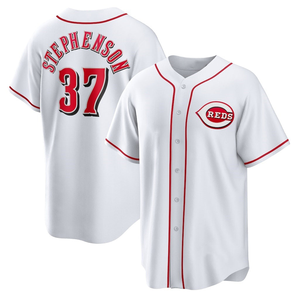 Cincinnati Reds #37 Tyler Stephenson White CONTON Home Replica Jersey