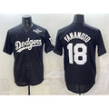 Los Angeles Dodgers #18 Yoshinobu Yamamoto Black CONTON 2025 World Series Patch Cool Base Stitched Jersey