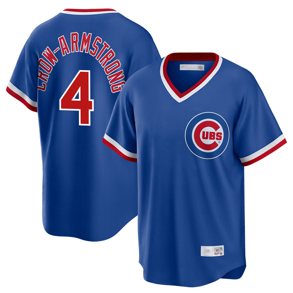 Chicago Cubs #4 Pete Crow-Armstrong Player Royal CONTON T-shirt Cooperstown Collection Limited Stitched Jerseys