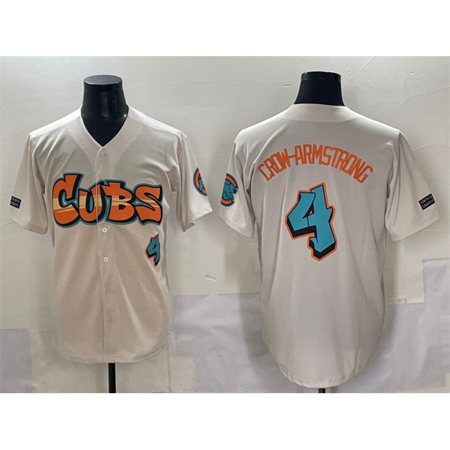 Chicago Cubs #4 Pete Crow-Armstrong Cream CONTON 'Graffiti North Side Edition' Vapor Premier Limited Stitched Jersey