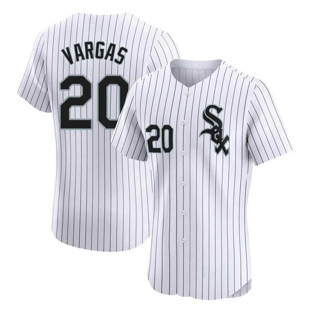 Chicago White Sox #20 Miguel Vargas Player White CONTON Stripe Limited Elite Home Stitched Jerseys