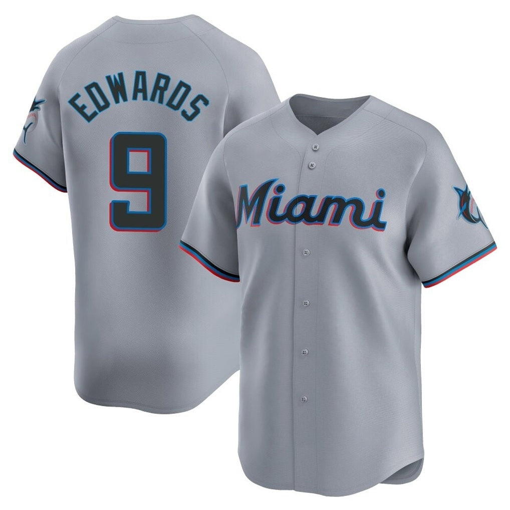 Miami Marlins #9 Xavier Edwards Player Gray CONTON Home Limited Stitched Jerseys