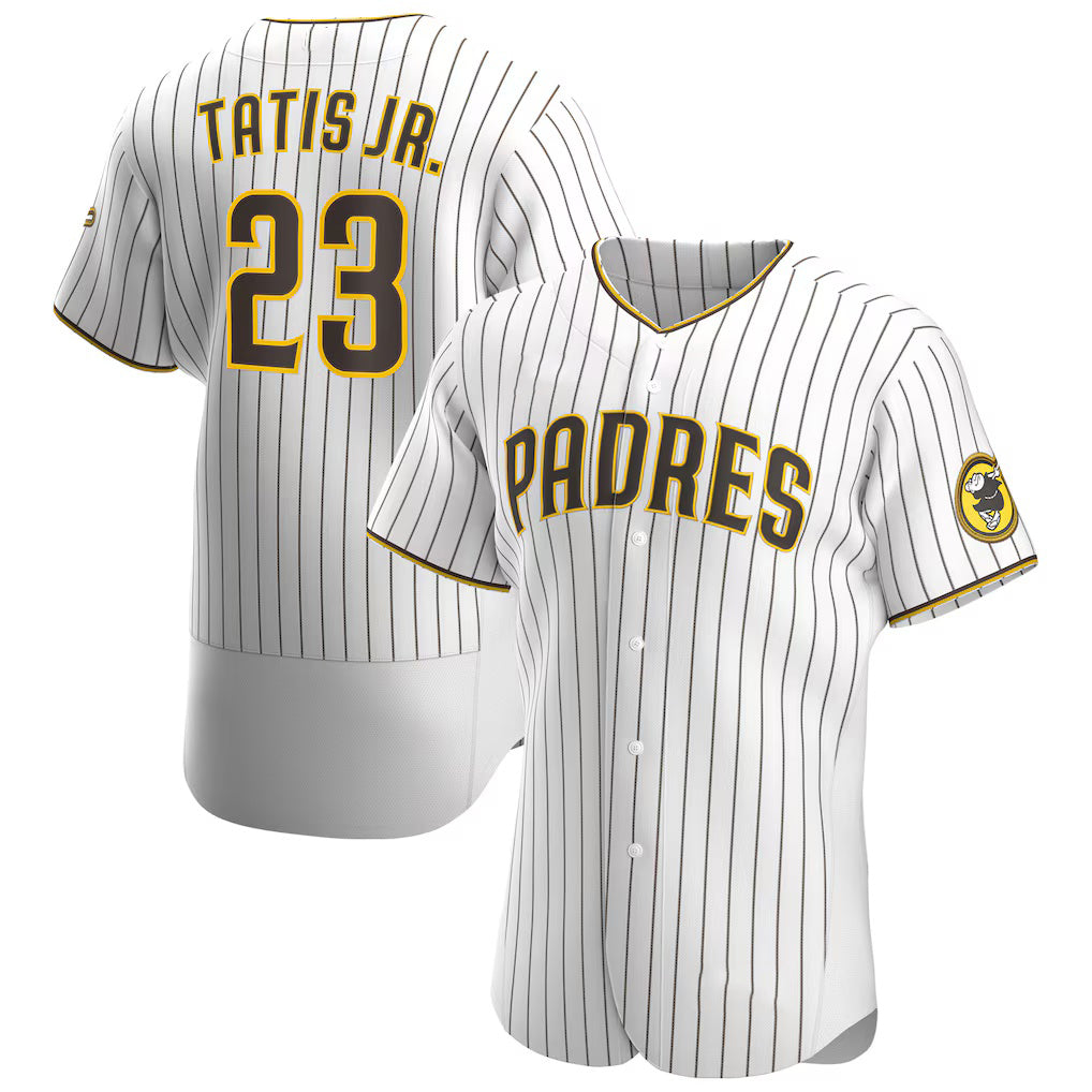 San Diego Padres #23 Fernando Tat¨ªs Jr. White-Brown CONTON Home Authentic Player Jersey