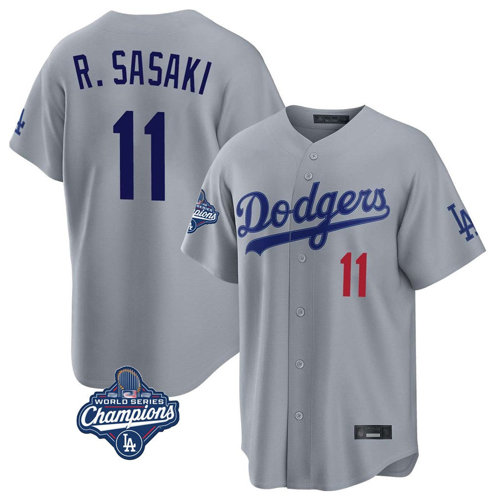 Los Angeles Dodgers #11 Roki Sasaki Player Gray CONTON World Series Meet Game Home Stitched Jerseys