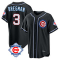 Chicago Cubs #3 Alex Bregman Player Black CONTON Fashion Out 150th Anniversary Game Stitched Jerseys