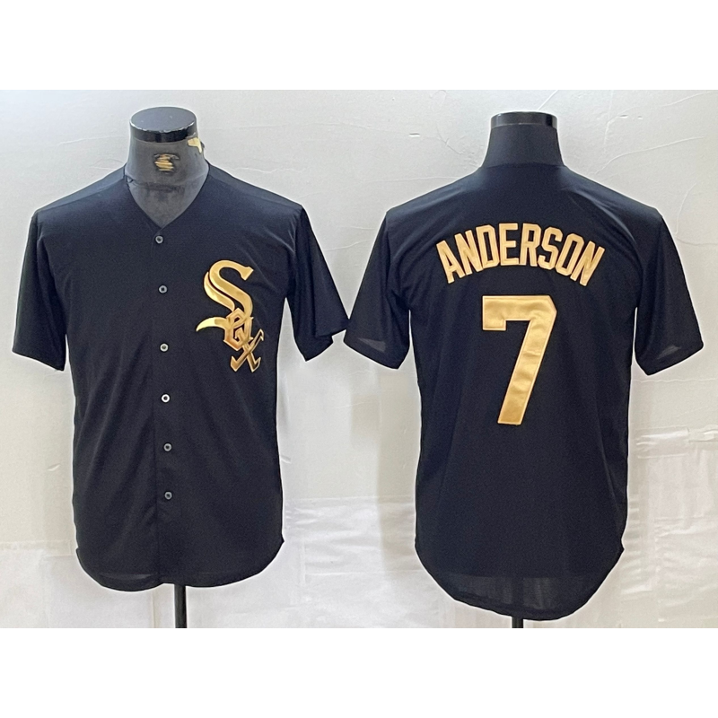 Chicago White Sox #7 Tim Anderson Black Gold CONTON Cool Base Stitched Jersey