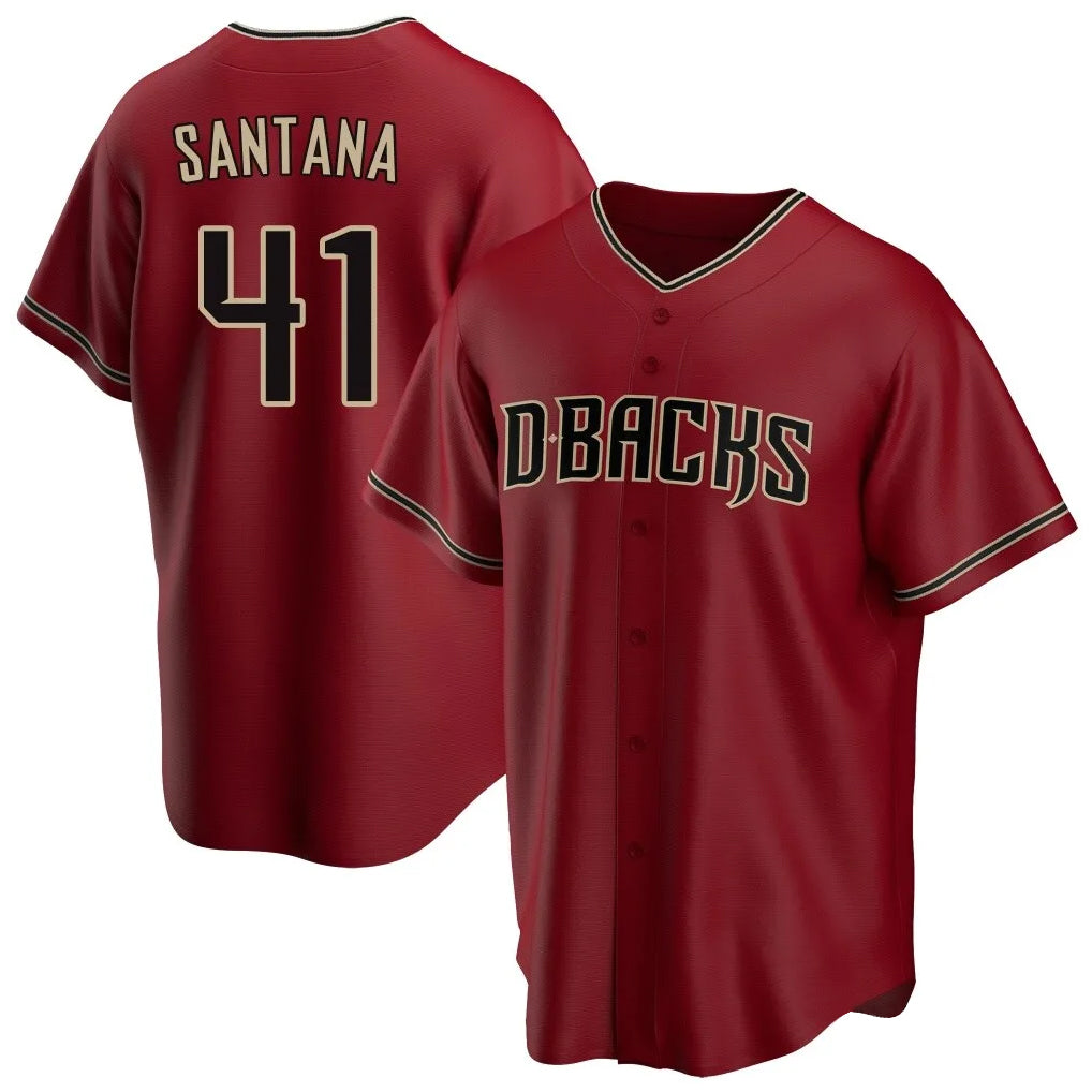 Arizona Diamondbacks #41 Carlos Santana Player Red CONTON Home Game Stitched Jerseys