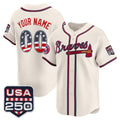 Custom Atlanta Braves Cream CONTON USA 250 Fourth of July Vapor Premier Limited Jersey ¨C All Stitched