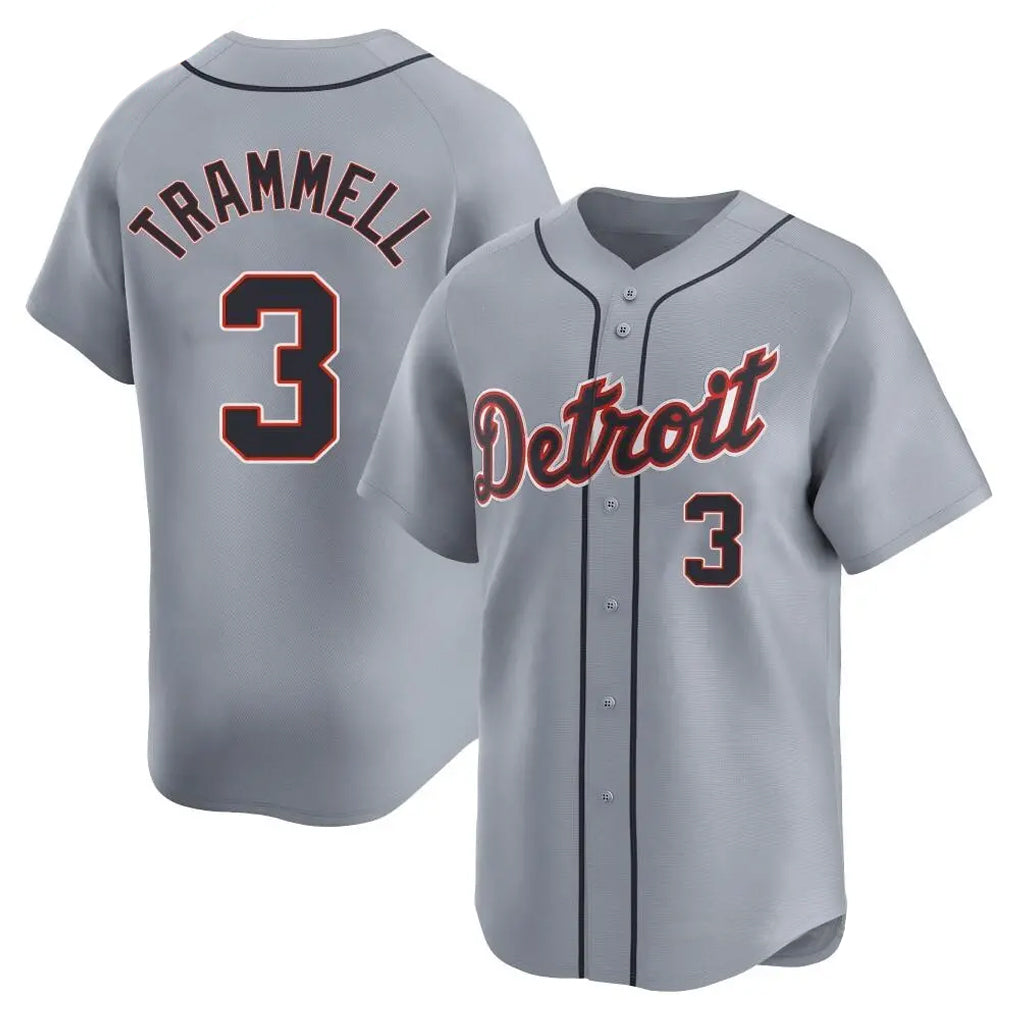 Detroit Tigers #3 Alan Trammell Player Gray CONTON Home Limited Stitched Jerseys