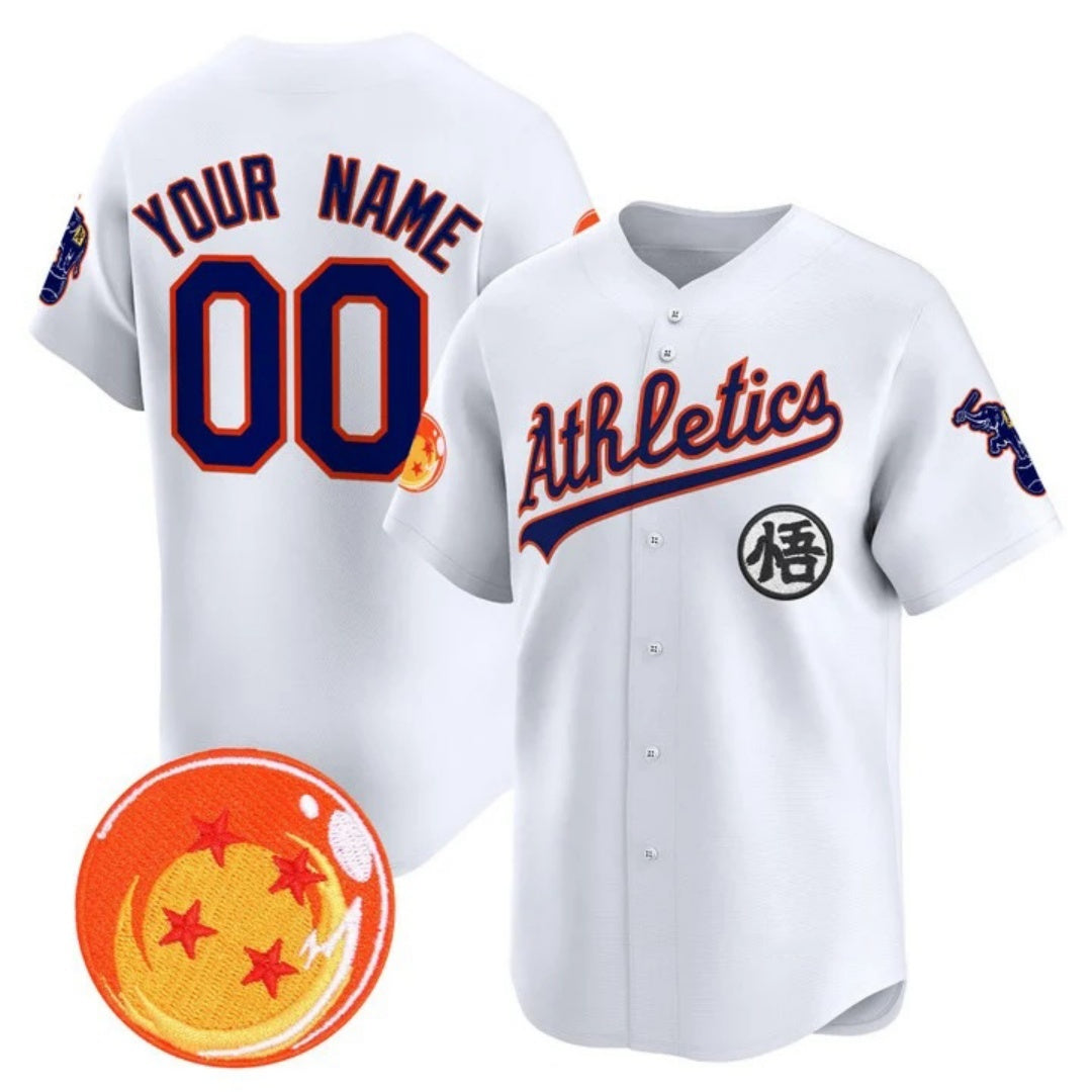 Custom Oakland Athletics x Dragon Ball White CONTON Vapor Premier Limited Jersey - All Stitched