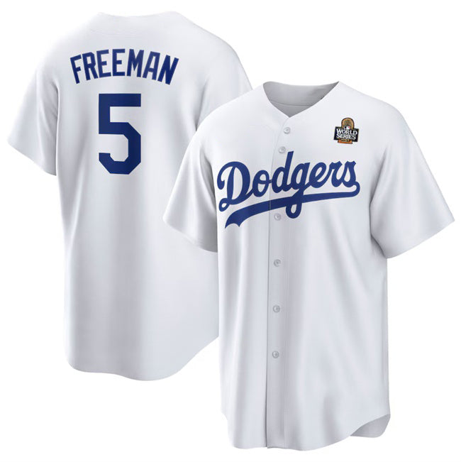 Los Angeles Dodgers #5 Freddie Freeman White CONTON 2024 World Series Cool Base Stitched Jersey