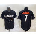 Baltimore Orioles #7 Jackson Holliday Number Black CONTON 2023 City Connect Cool Base Stitched Jersey
