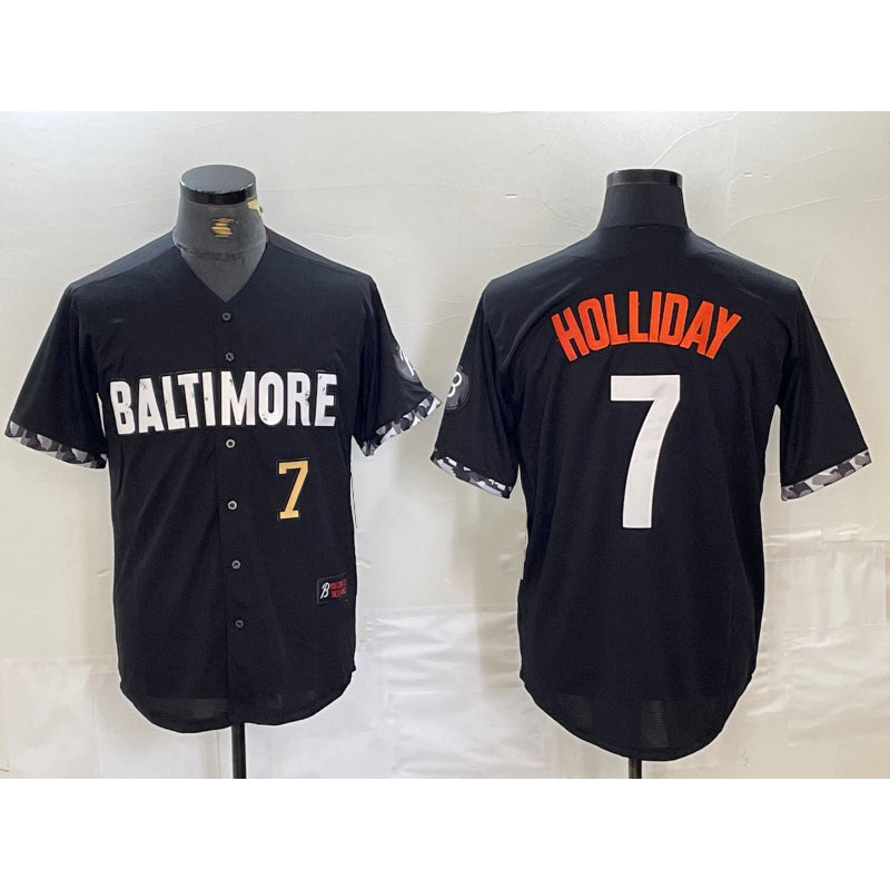 Baltimore Orioles #7 Jackson Holliday Number Black CONTON 2023 City Connect Cool Base Stitched Jersey