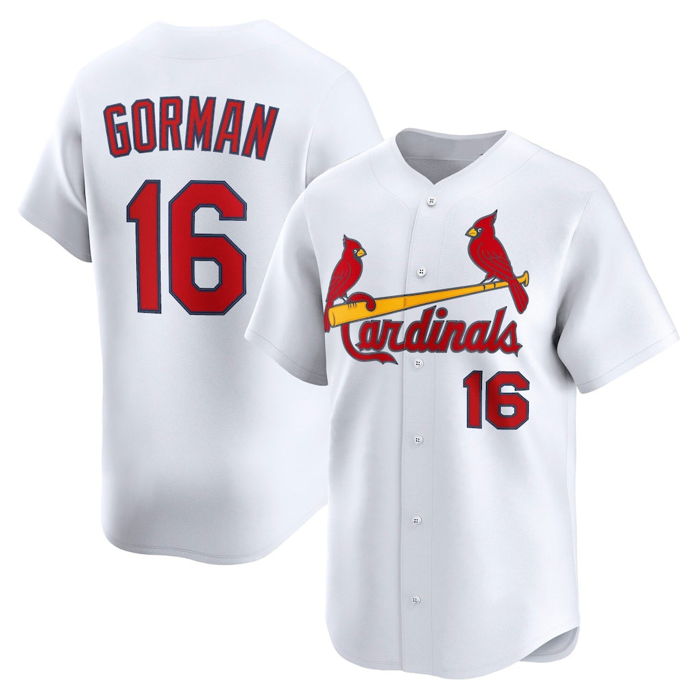 St. Louis Cardinals #16 Nolan Gorman White CONTON Home Limited Player Jersey